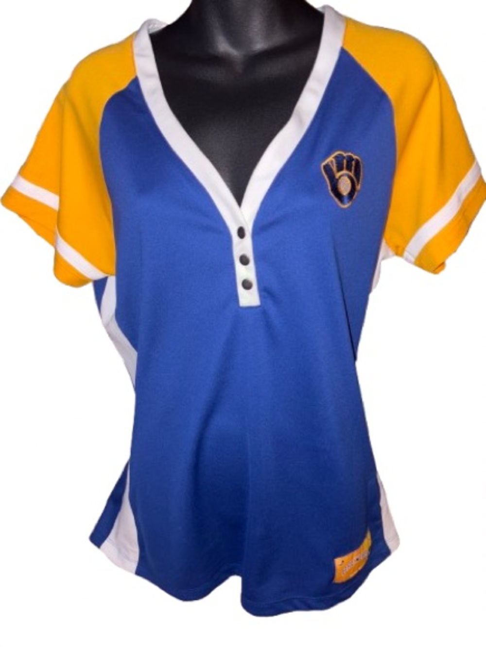 Milwaukee Brewers royal Cooperstown collection diva raglan v-neck t shirt XL